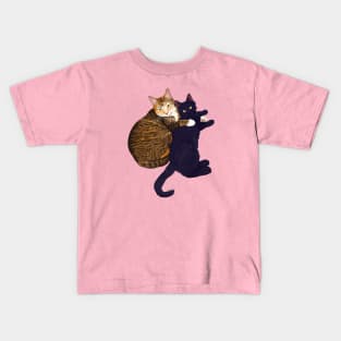 Momma Cat Love - Tabby Cat & Black Kitten Kids T-Shirt